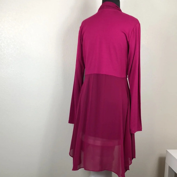 2/$30 LOGO LOUNGE by Lori Goldstein Cardigan Fuchsia Size Small Knit W/Chiffon - Picture 3 of 16